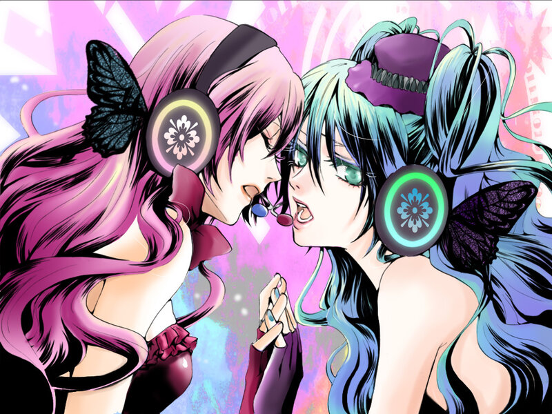 Two anime girls with headphones