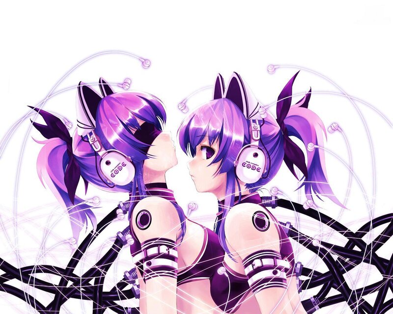 two anime girls with headphones