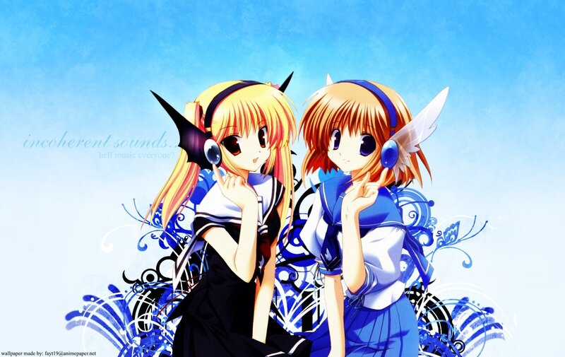 two anime girls with headphones