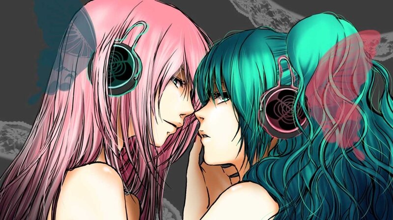 Two anime girls with headphones
