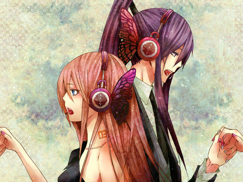 Two anime girls with headphones
