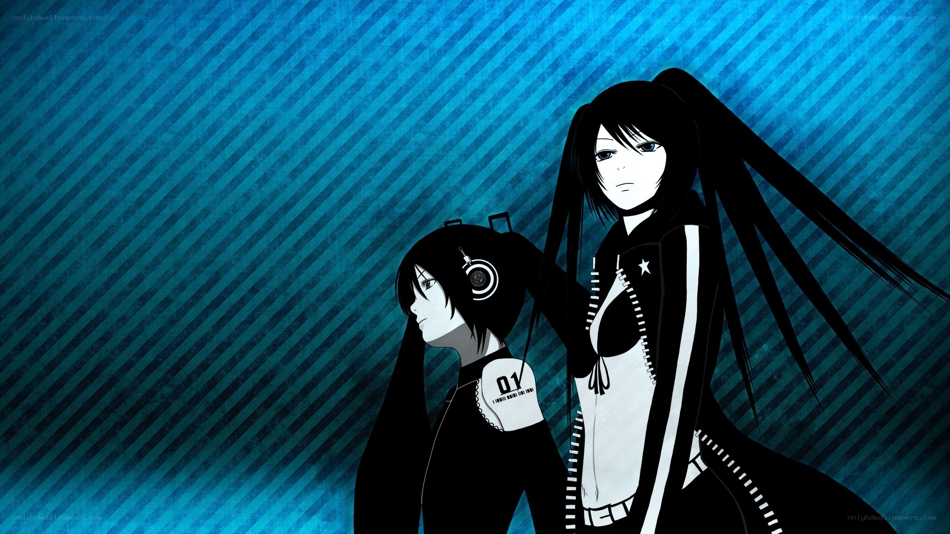 two anime girls with headphones
