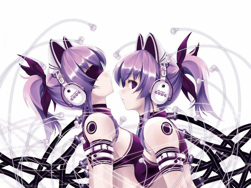 two anime girls with headphones
