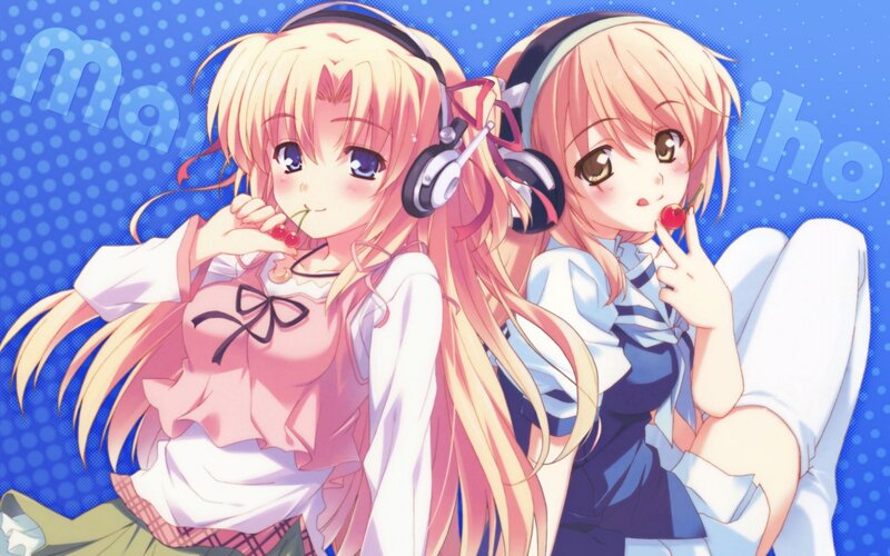 Two anime girls with headphones