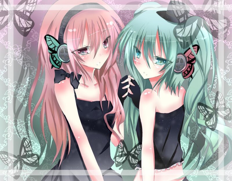 Two anime girls with headphones