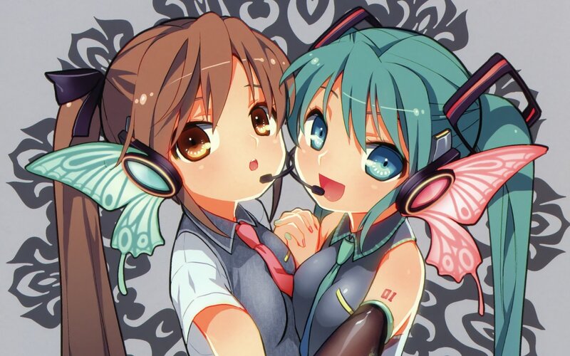 two anime girls with headphones
