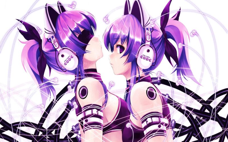 Two anime girls with headphones