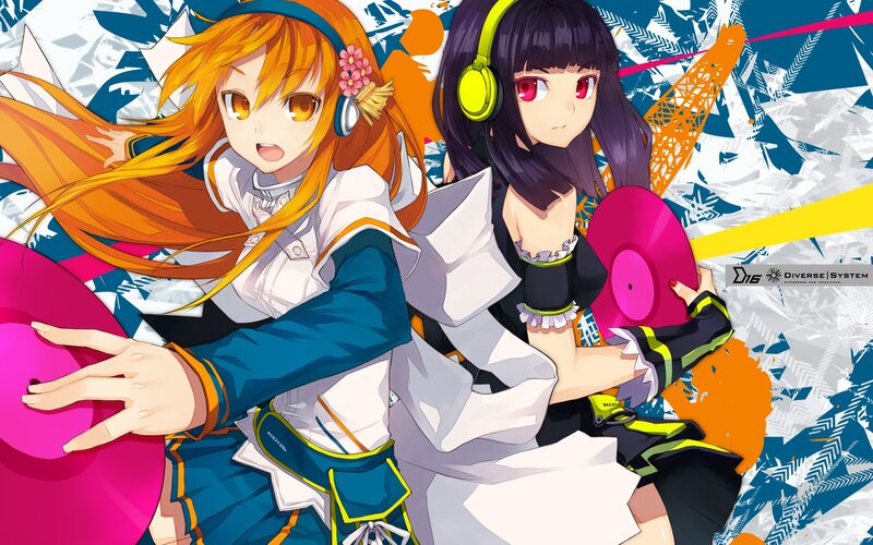 Two anime girls with headphones
