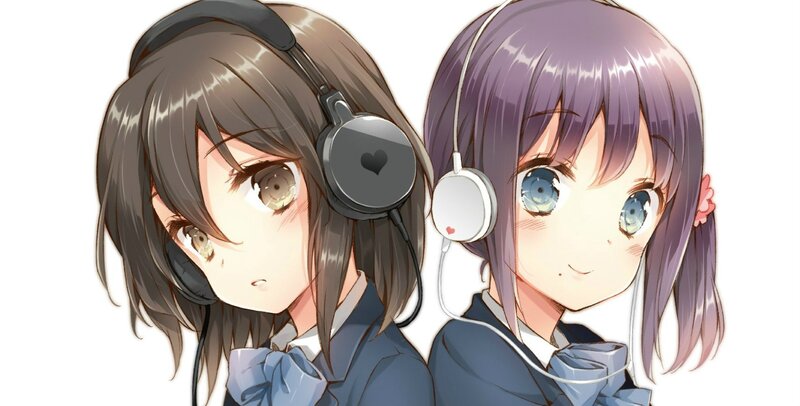 two anime girls with headphones