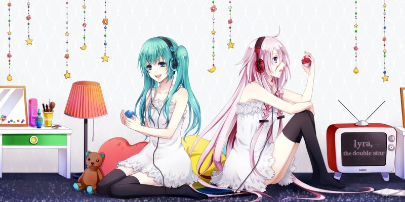 Two anime girls with headphones