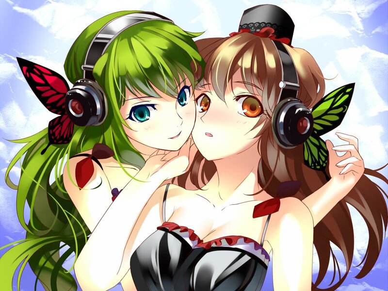 Two anime girls with headphones
