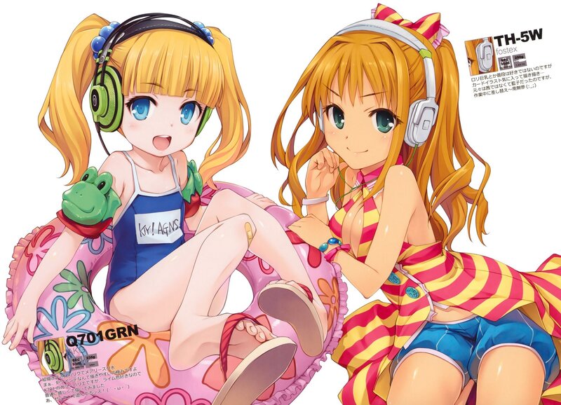Two anime girls with headphones