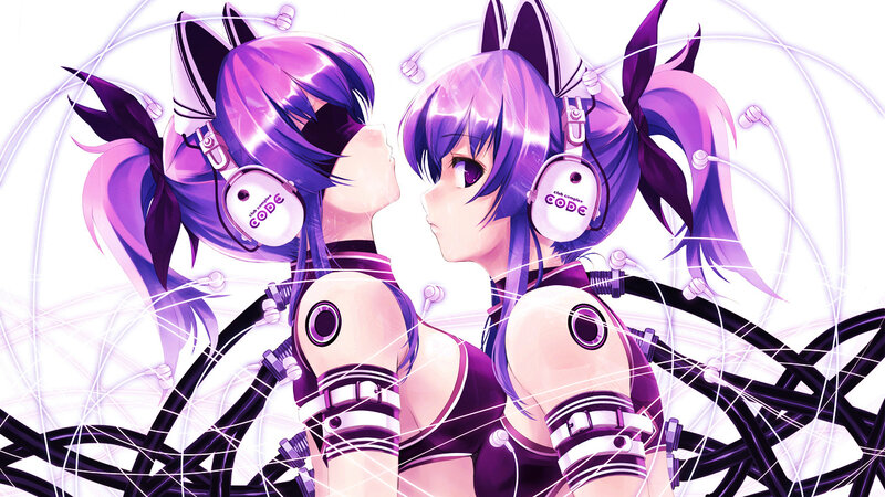 two anime girls with headphones