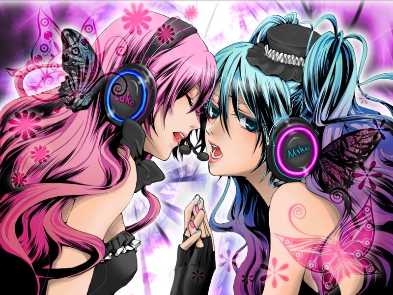 Two anime girls with headphones