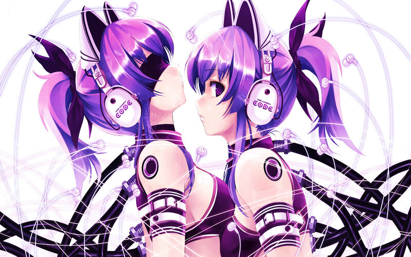 two anime girls with headphones