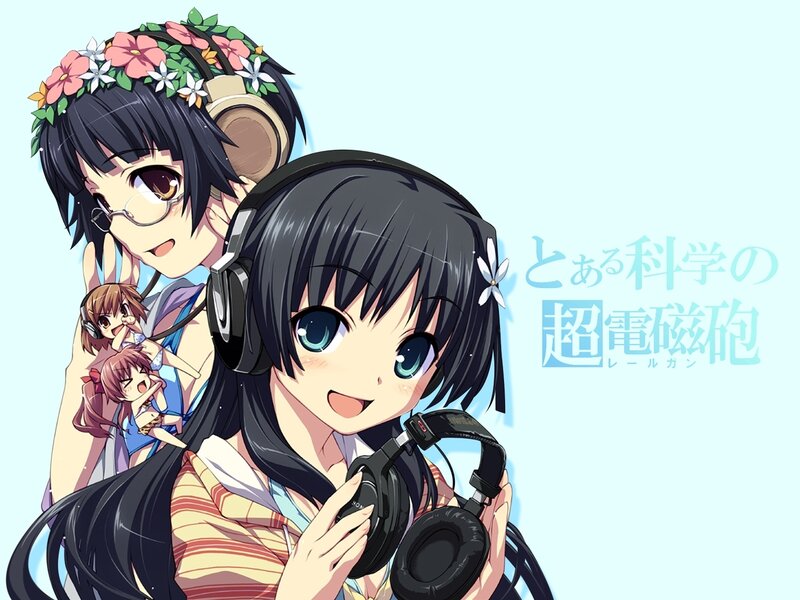Two Anime Girls with Headphones — Blue