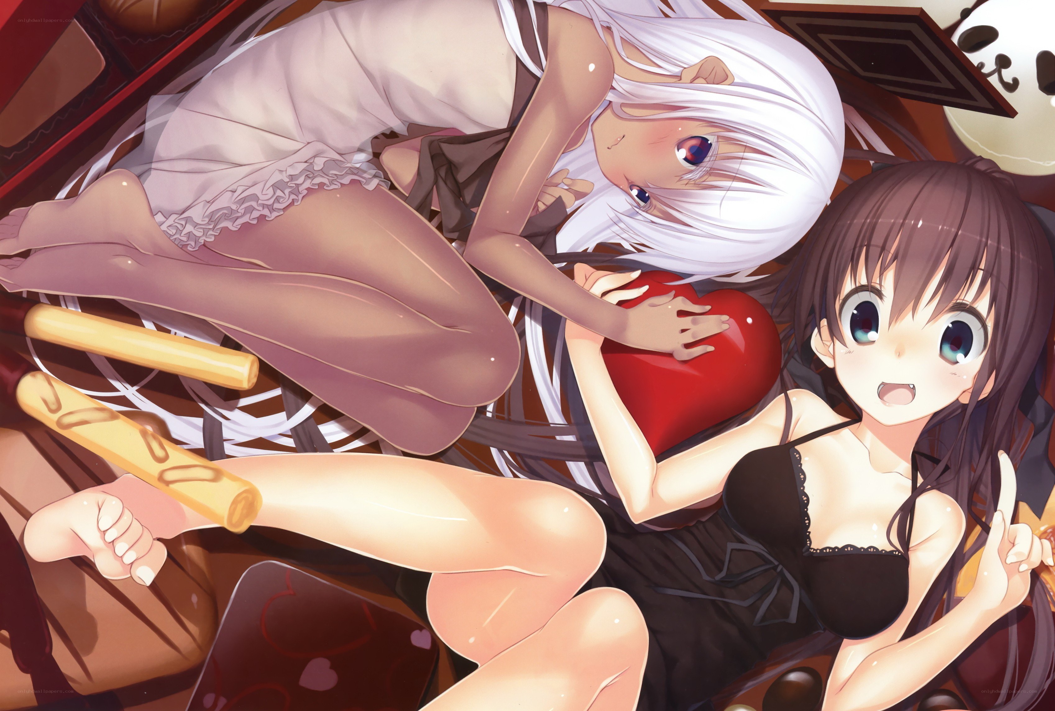 Two anime girls with heart