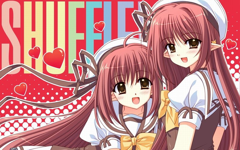 Two anime girls with hearts