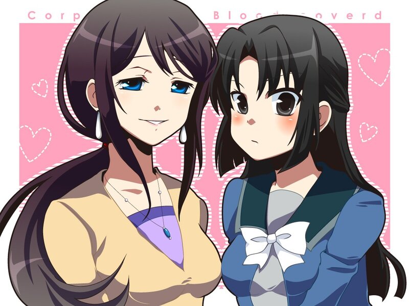Two anime girls with hearts