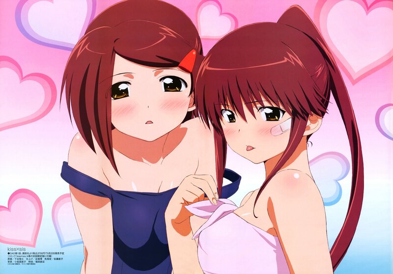 Two anime girls with hearts