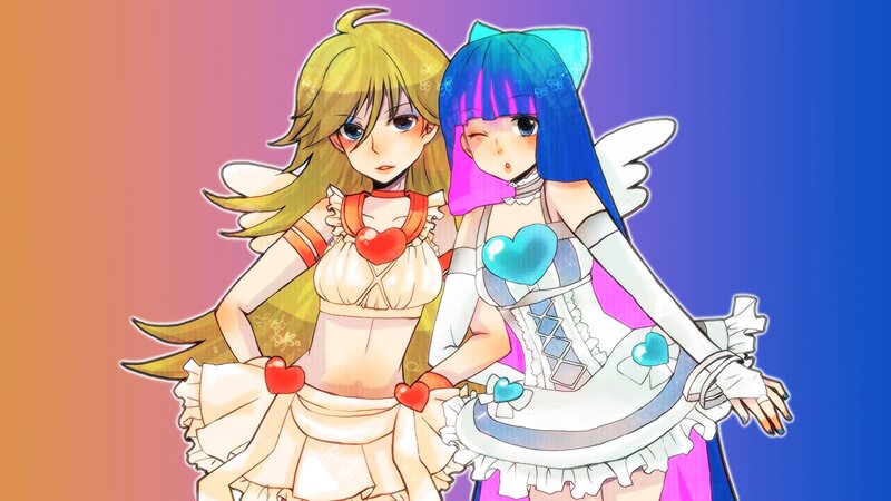two anime girls with hearts