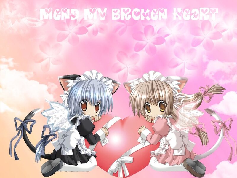 Two anime girls with hearts