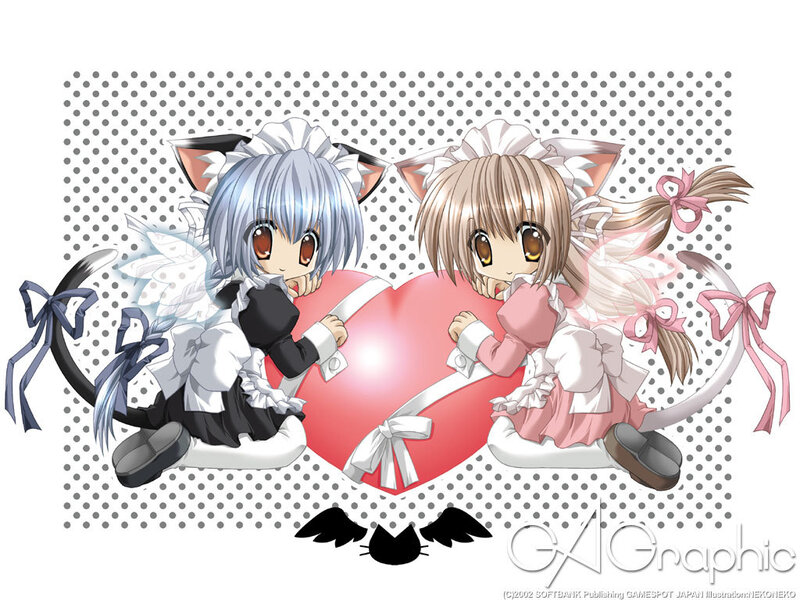 two anime girls with hearts