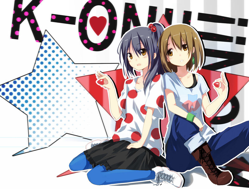 two anime girls with hearts