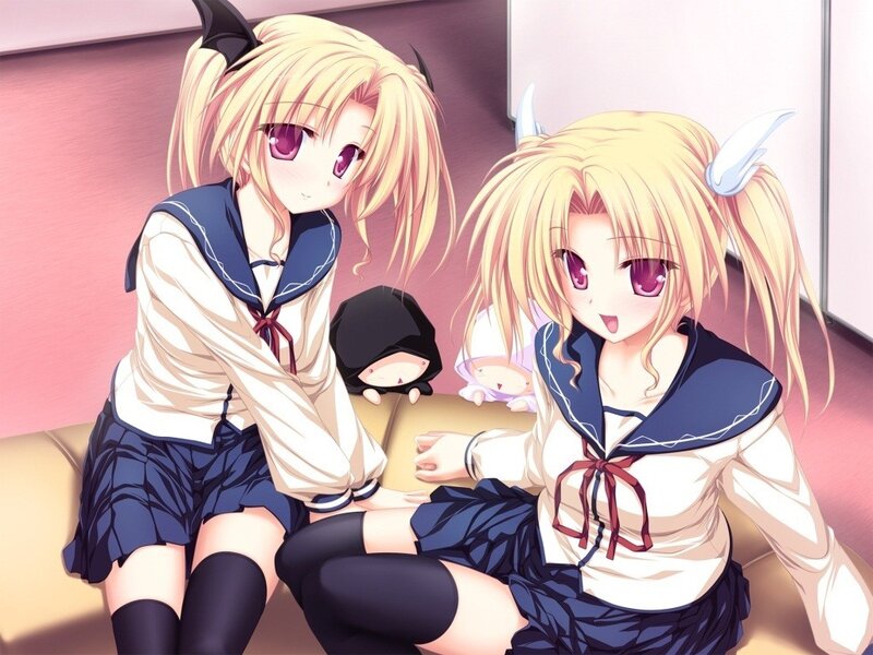 Two anime girls with horns