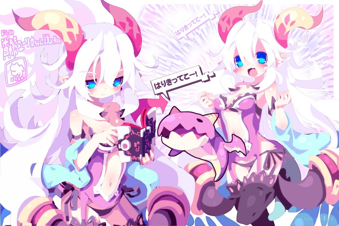 Two anime girls with horns