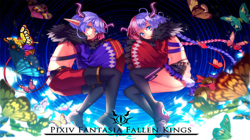 Two Anime Girls with Horns — Blue