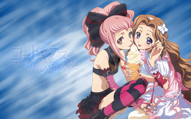 Two Anime Girls with Ice Cream — Blue