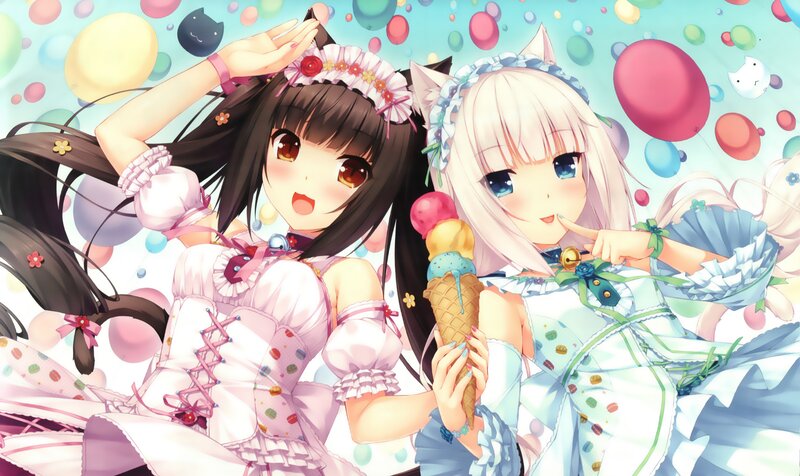 Two Anime Girls with Ice Cream — Pink