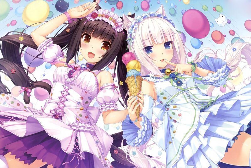 Two Anime Girls with Ice Cream — Purple