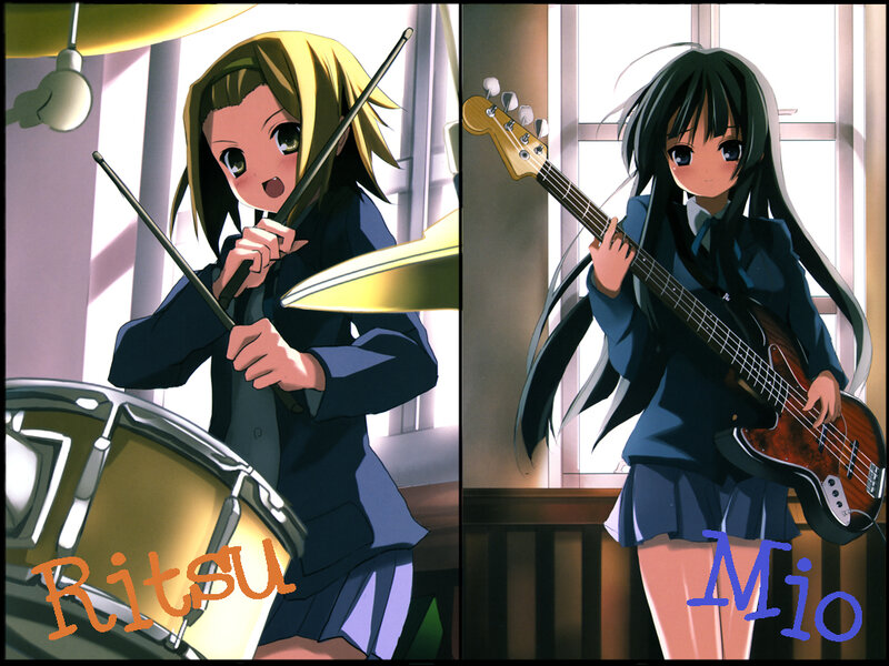 Two Anime Girls with Instruments — Blue