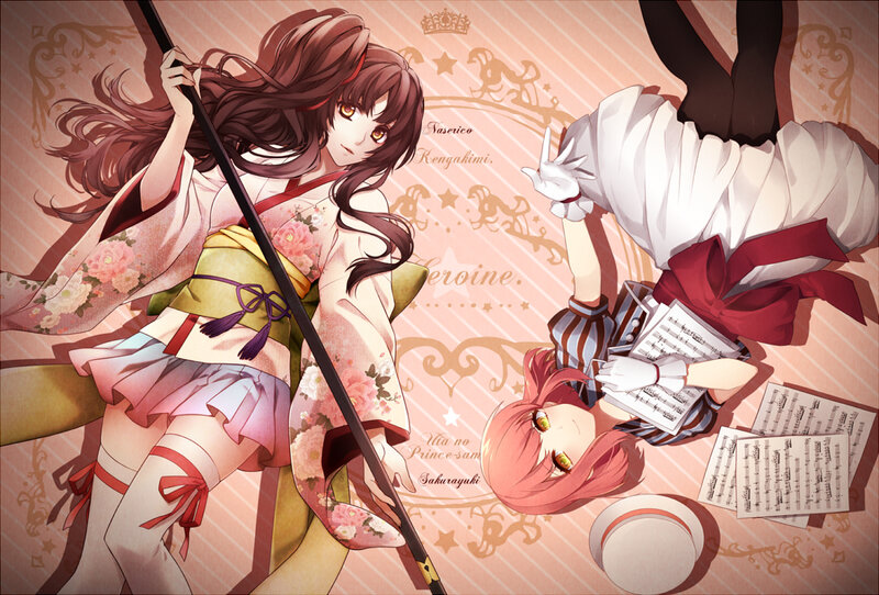 Two Anime Girls with Instruments — Pink