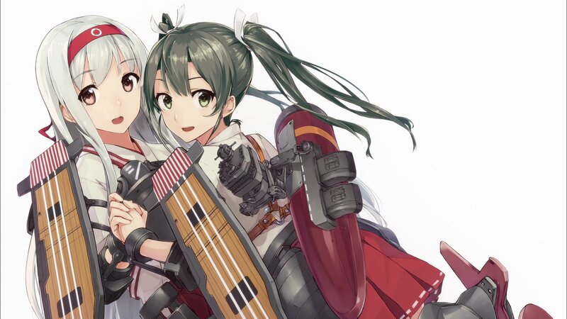 Two Anime Girls with Instruments — White, Friendly