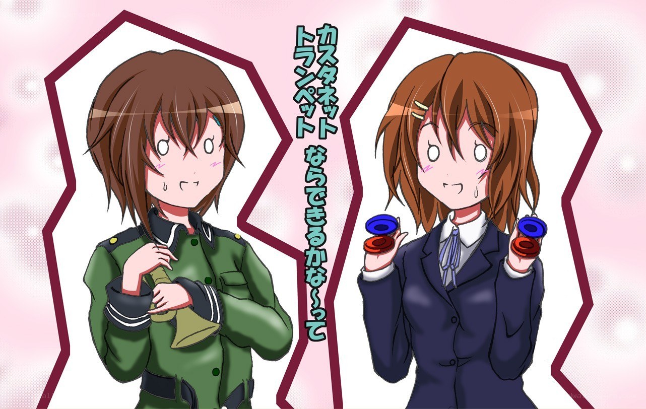 Two anime girls with instruments