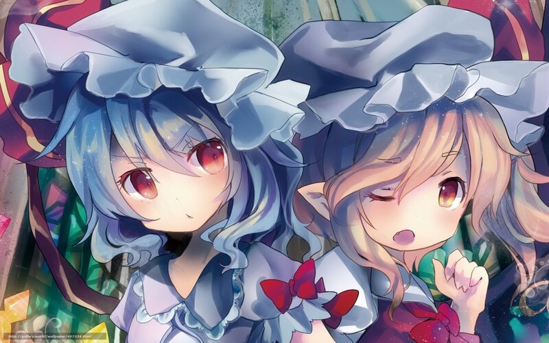 Two anime girls with large bows