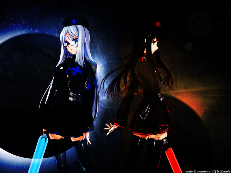 Two Anime Girls with Lightsabers