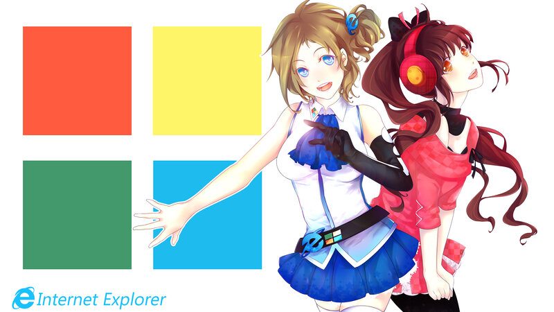 Two Anime Girls with Logos