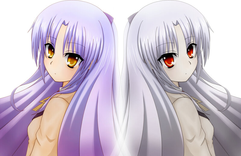 Two anime girls with long hair