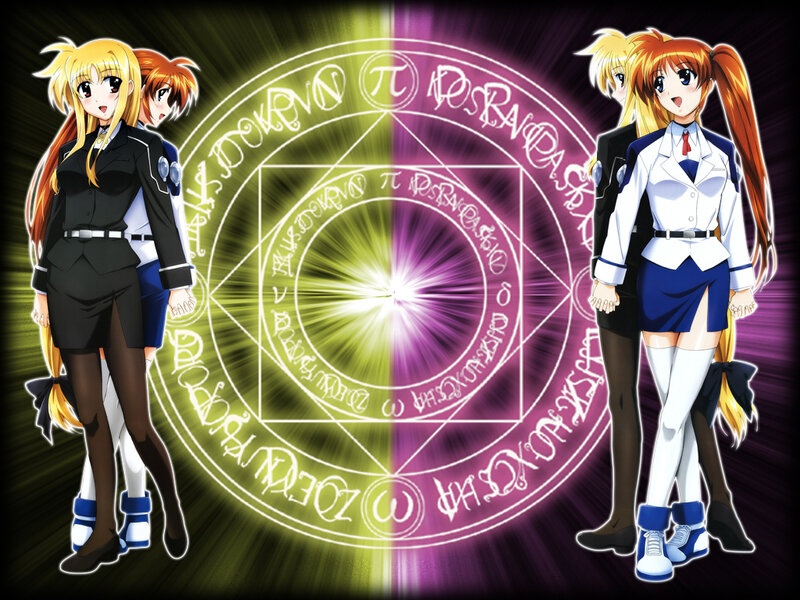 Two Anime Girls with Magic Circle — Yellow