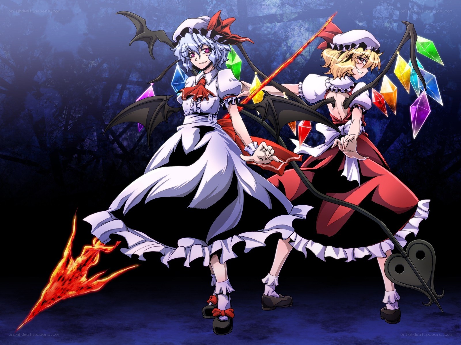 Two anime girls with magical weapons