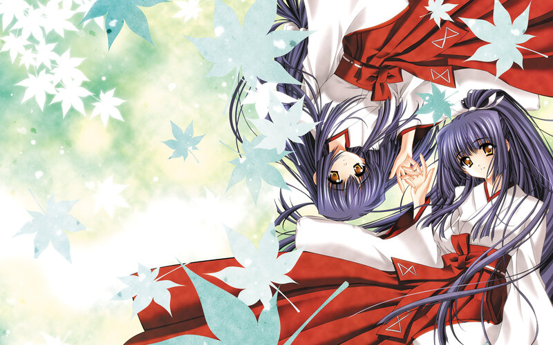 Two anime girls with maple leaves