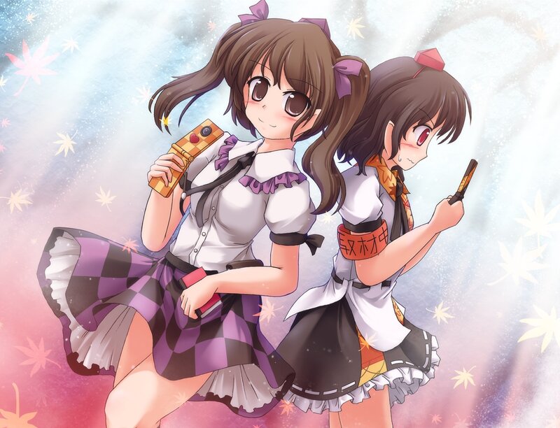 Two anime girls with maple leaves
