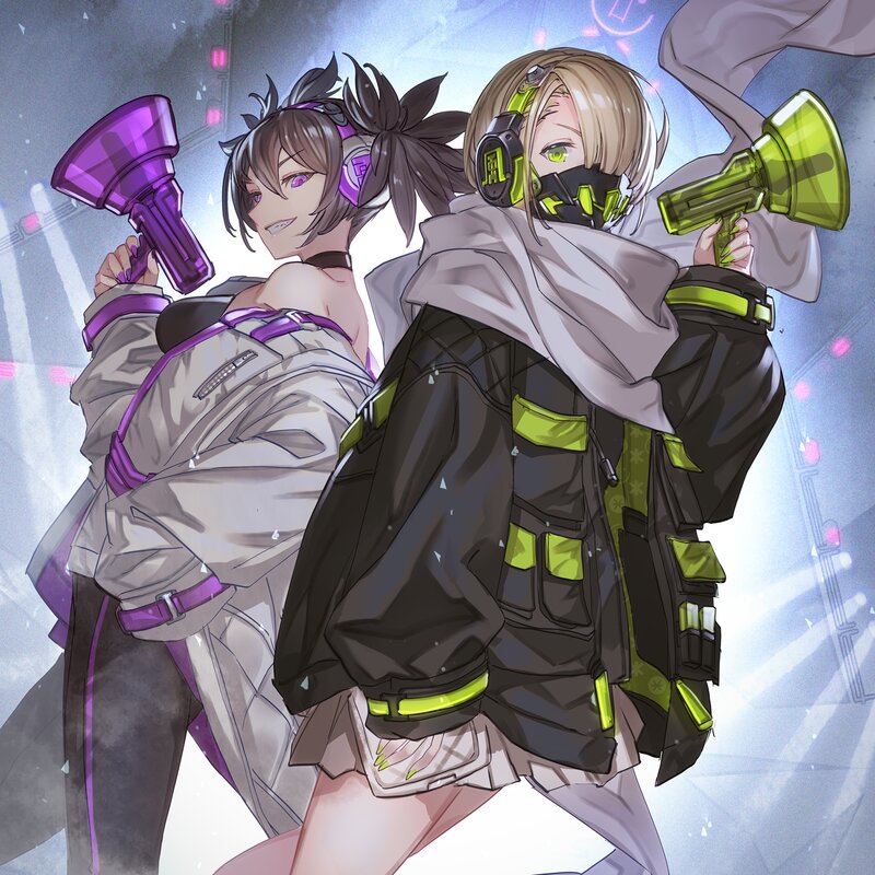 Two Anime Girls with Megaphones