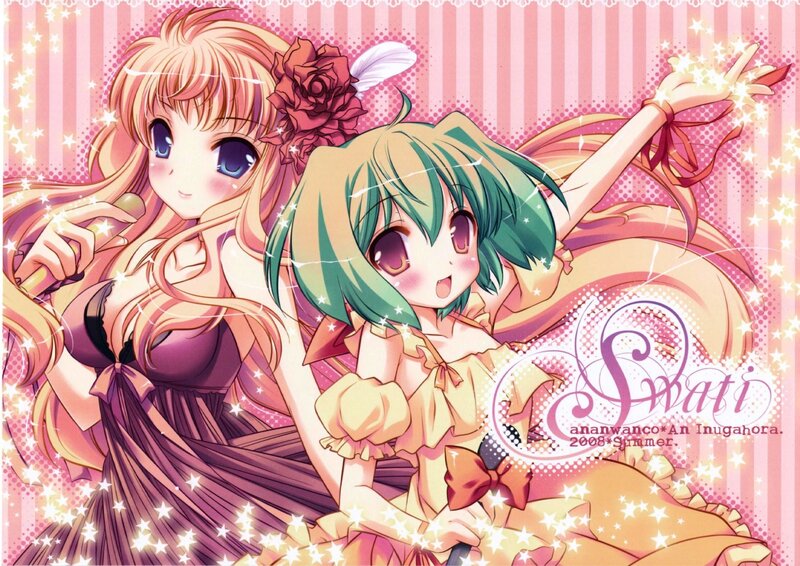 Two anime girls with microphones