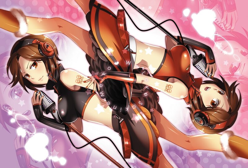 Two anime girls with microphones