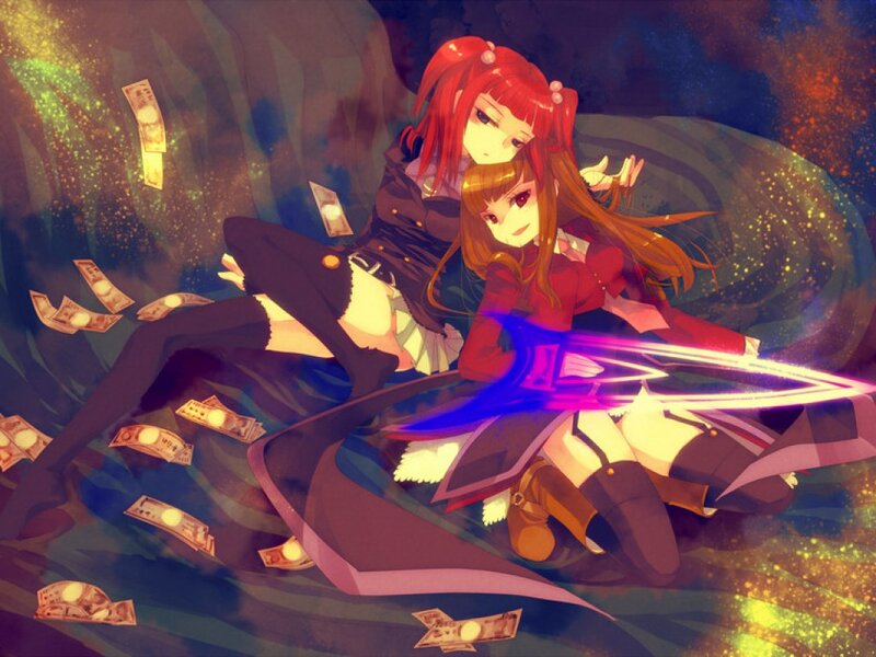 Two Anime Girls with Money